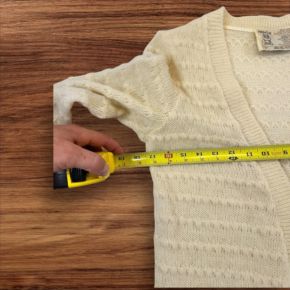 Vintage Hilda Ltd Iceland Wool Knit Cardigan Ladies S Cream Ivory Cozy - Picture 4 of 6